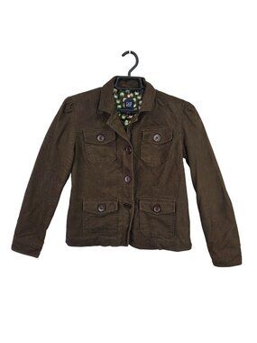 Womens Gap Brown Corduroy Jacket Button Closures & 4 Front Pockets Size 6
